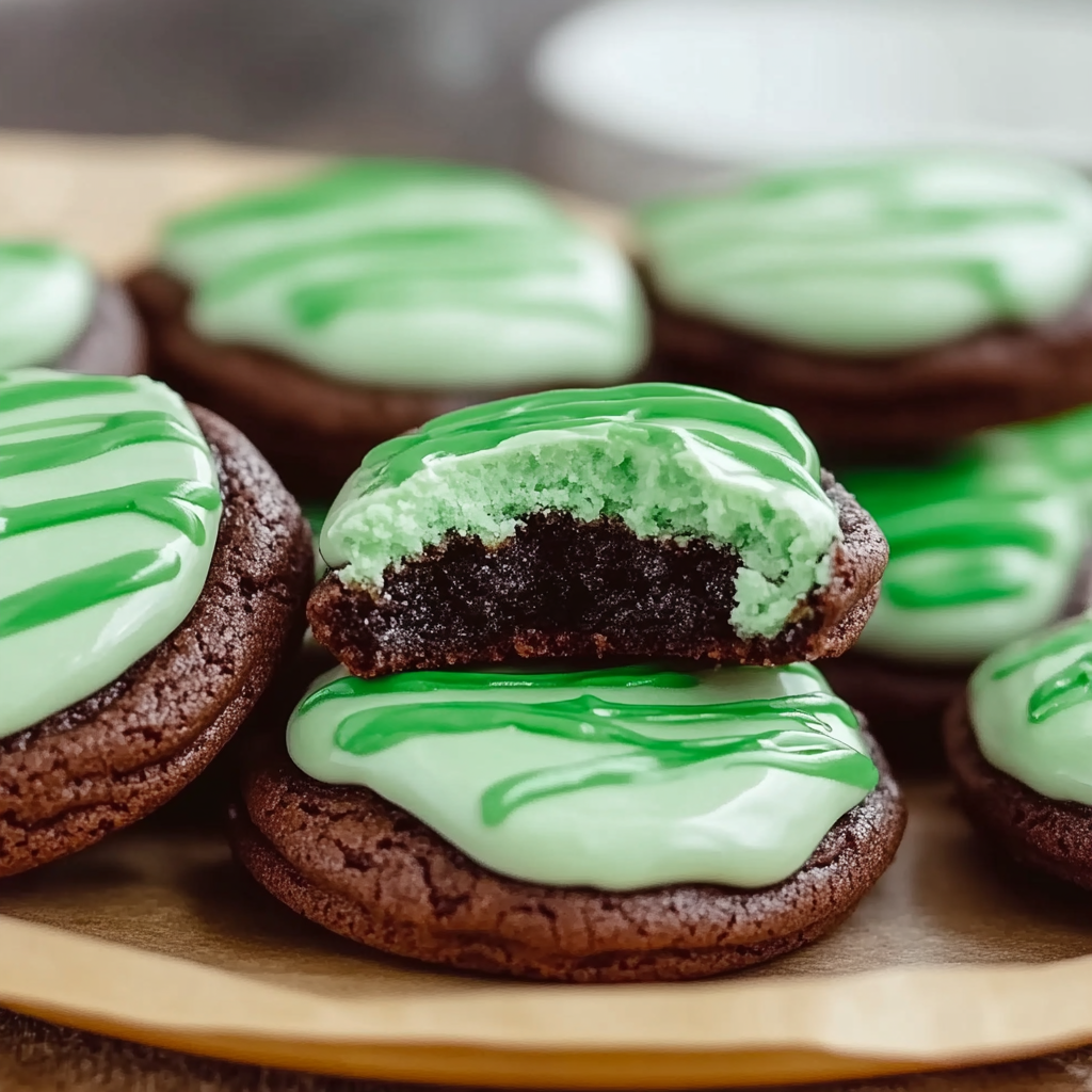Recipe preparation for Easy Grasshopper Cake Mix Cookies