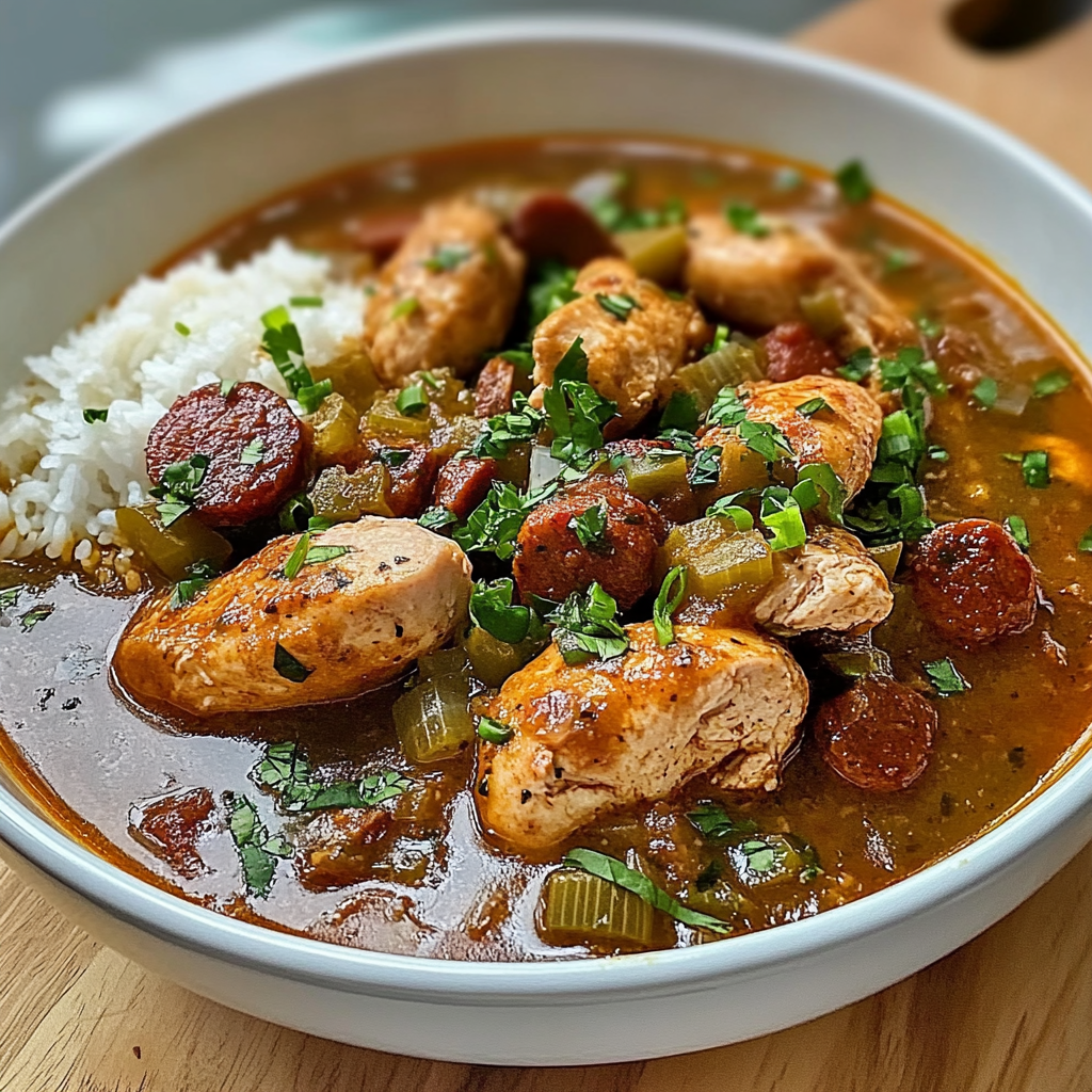 Recipe preparation for Chicken and Sausage Gumbo
