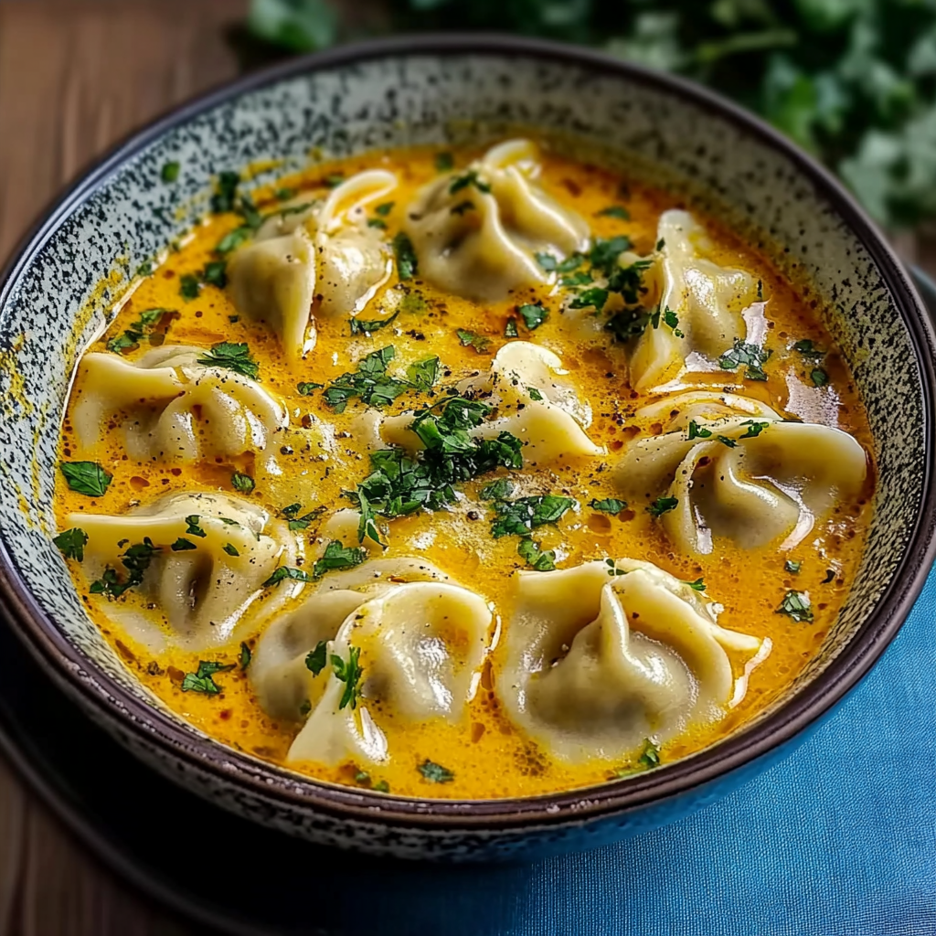 Recipe preparation for Delicious Dumpling Curry Soup