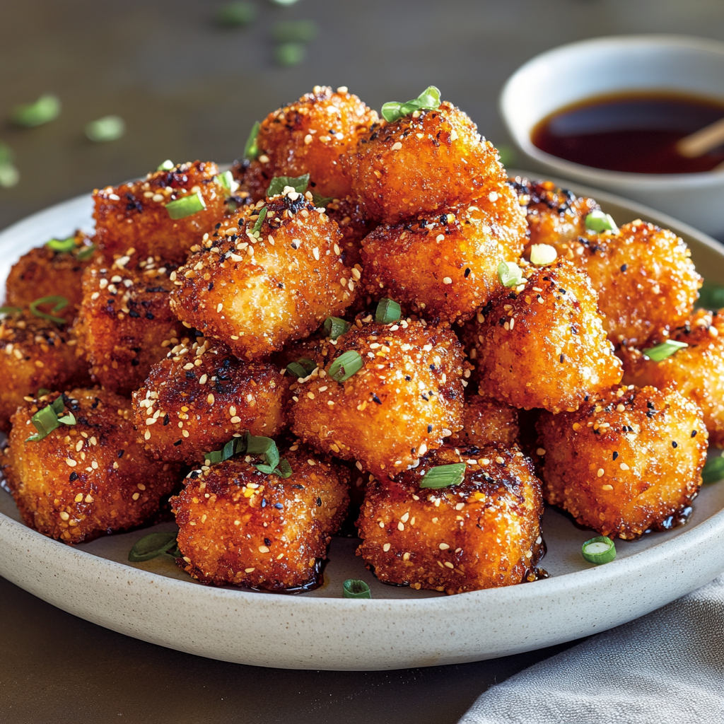 Recipe preparation for Crispy Spicy Salmon Bites