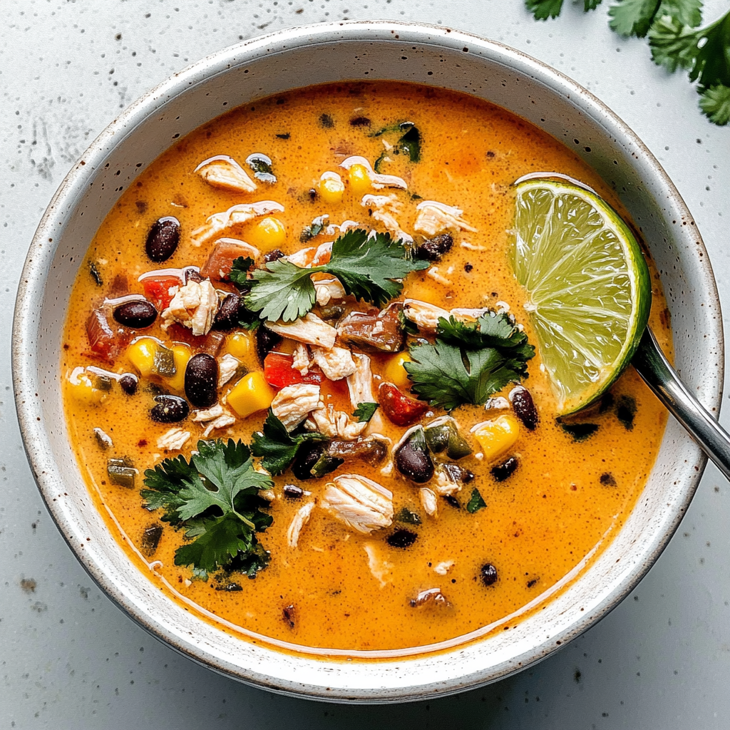 Recipe preparation for Easy Chicken, Poblano, and Black Bean Soup