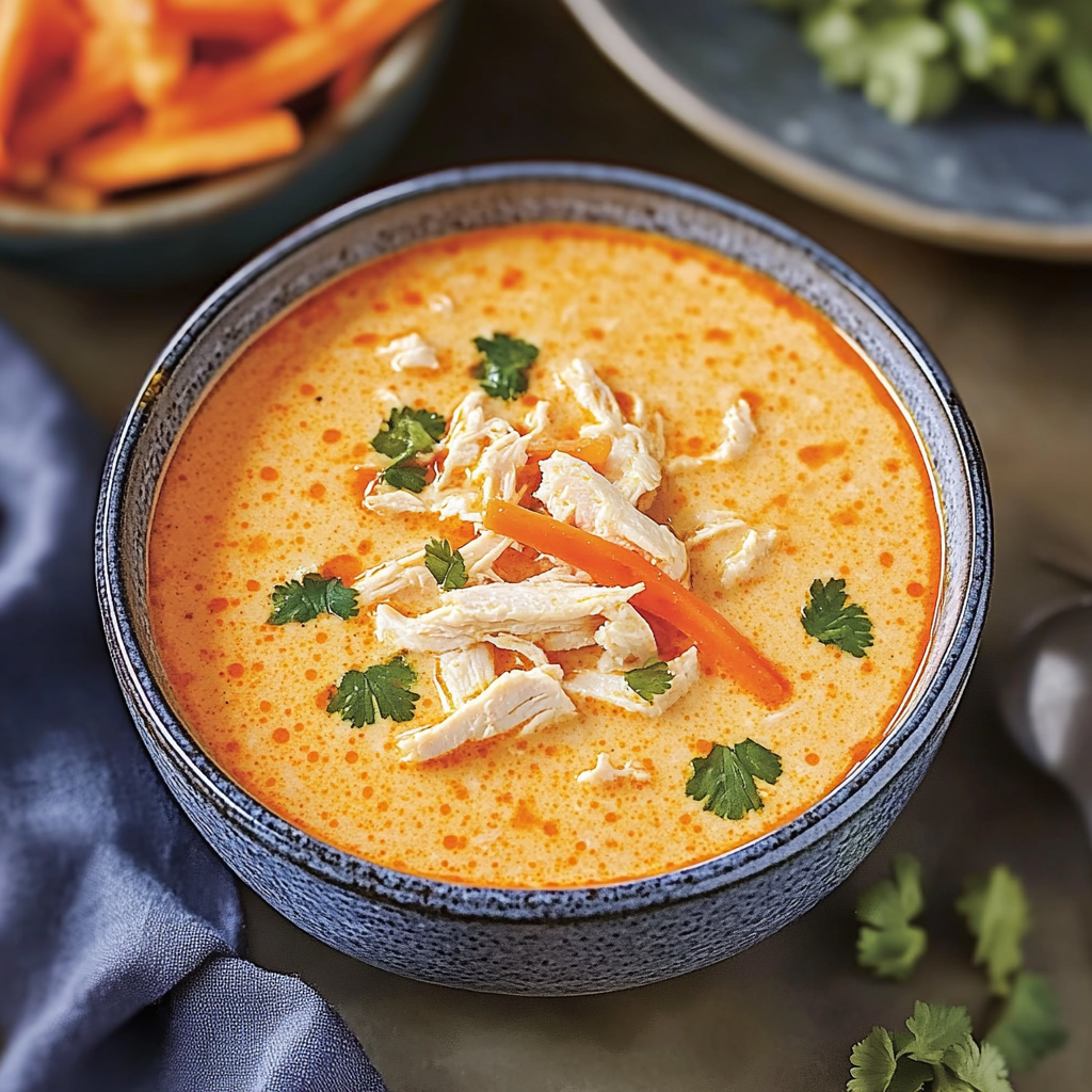 Recipe preparation for Buffalo Chicken Soup: A Comforting Bowl of Zesty Goodness