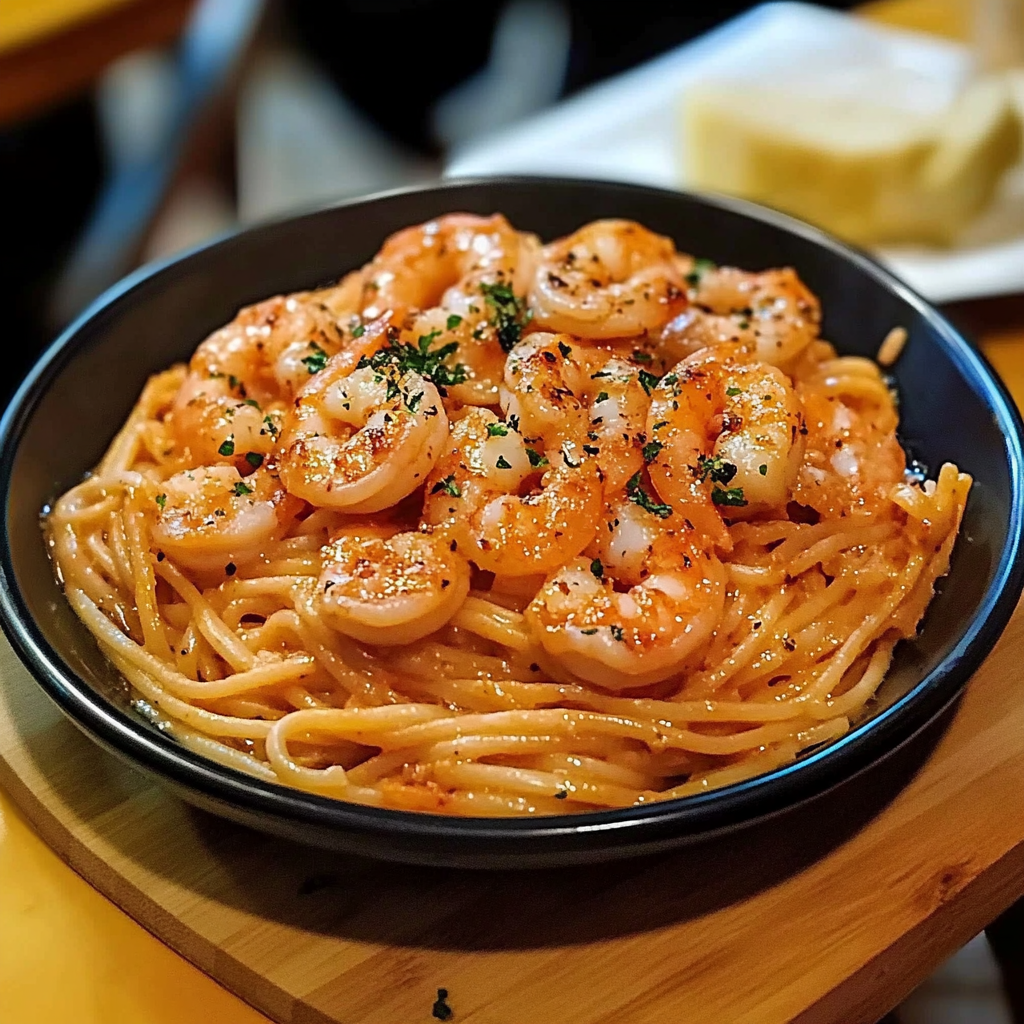Recipe preparation for Bang Bang Shrimp Pasta