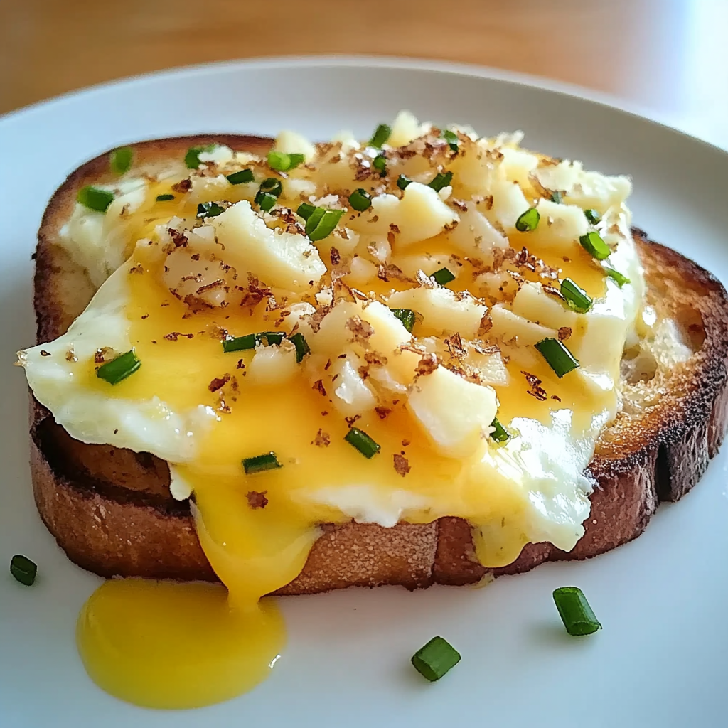 Recipe preparation for Simple Cheesy Eggs on Toast