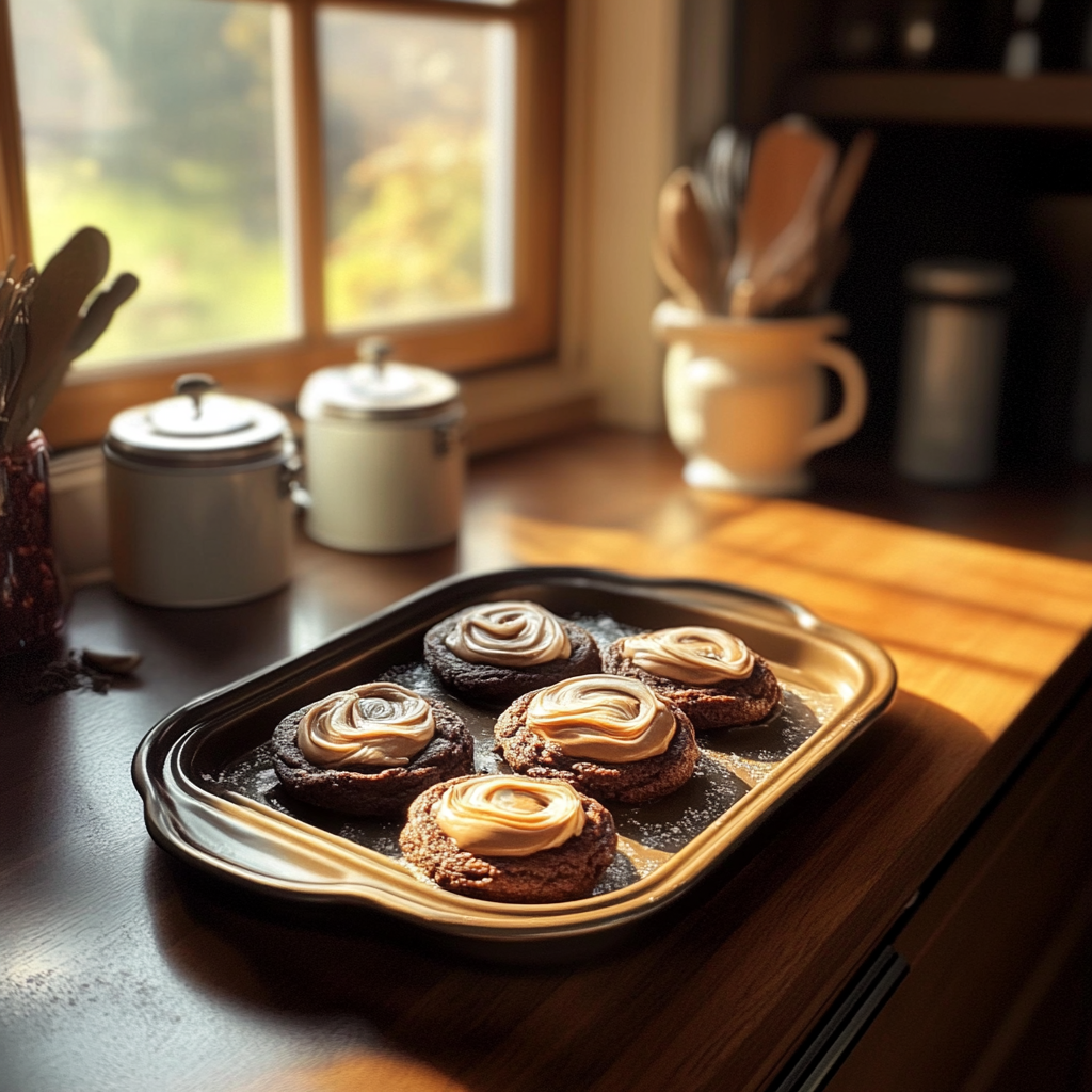 Recipe preparation for Chocolate Marshmallow Swirl Cookies