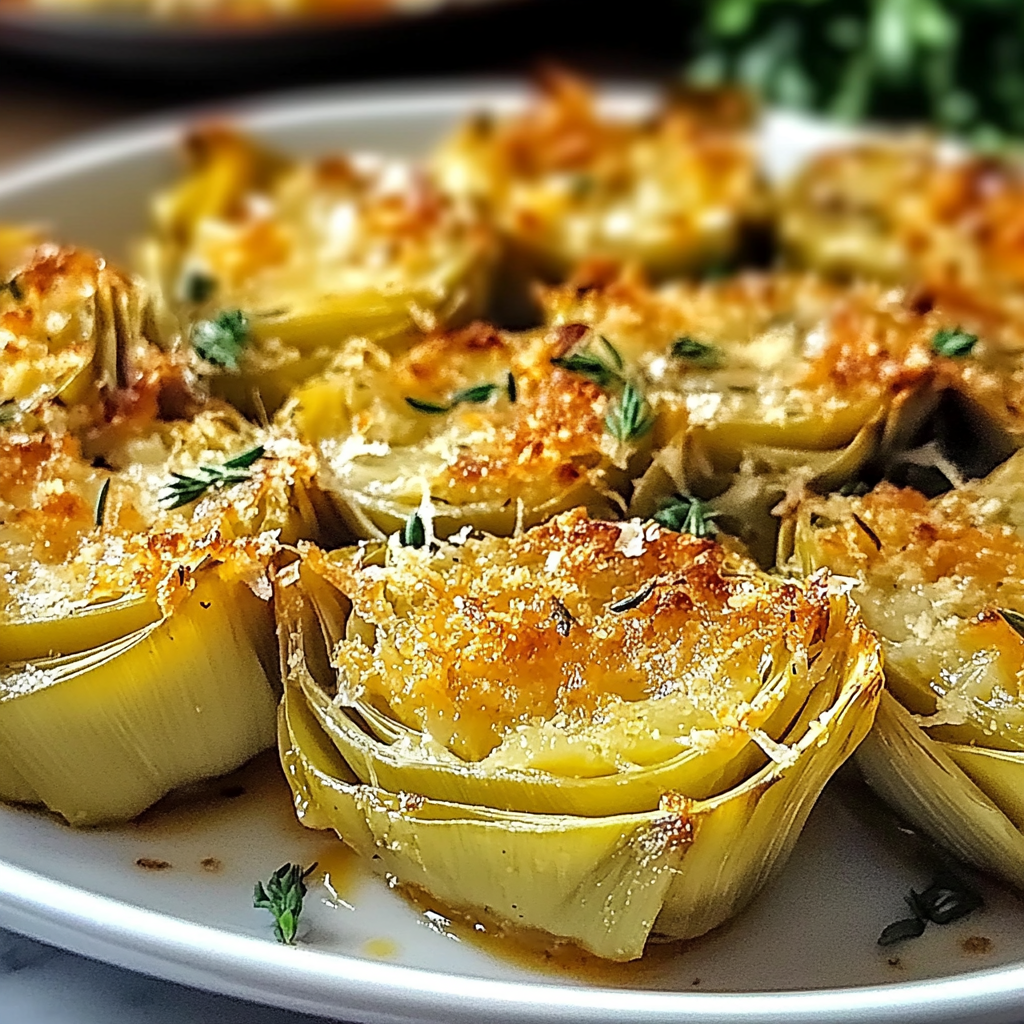 Recipe preparation for Crispy Parmesan Artichoke Hearts