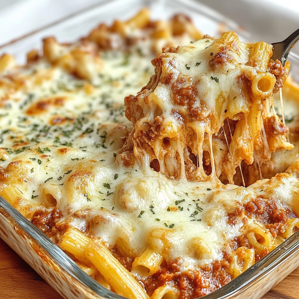 Recipe preparation for Best Baked Ziti Alfredo