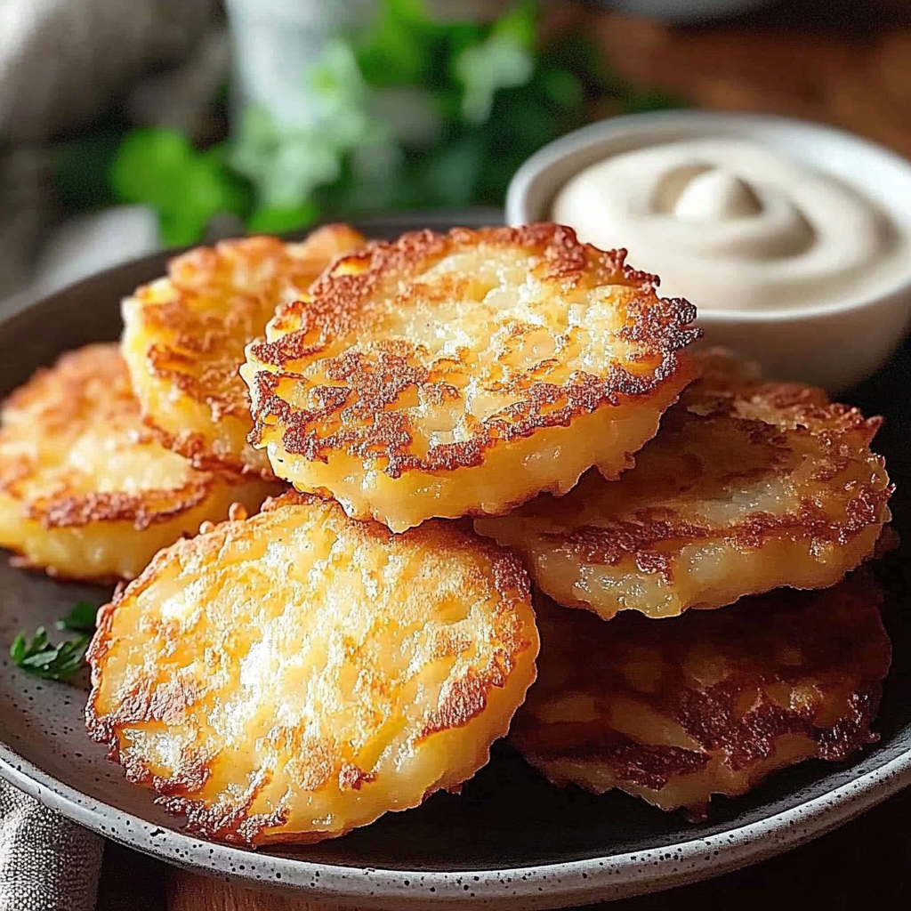 Recipe preparation for Crispy golden potato pancakes