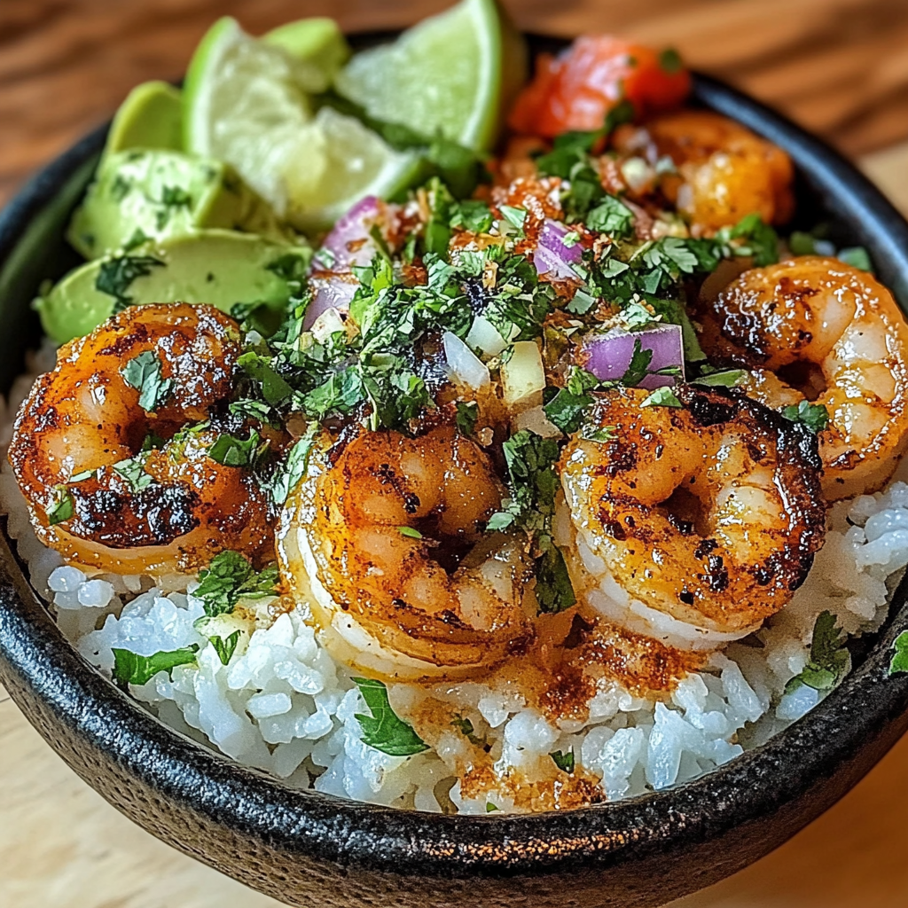 Recipe preparation for Zesty Lime Shrimp & Coconut Rice Bowls