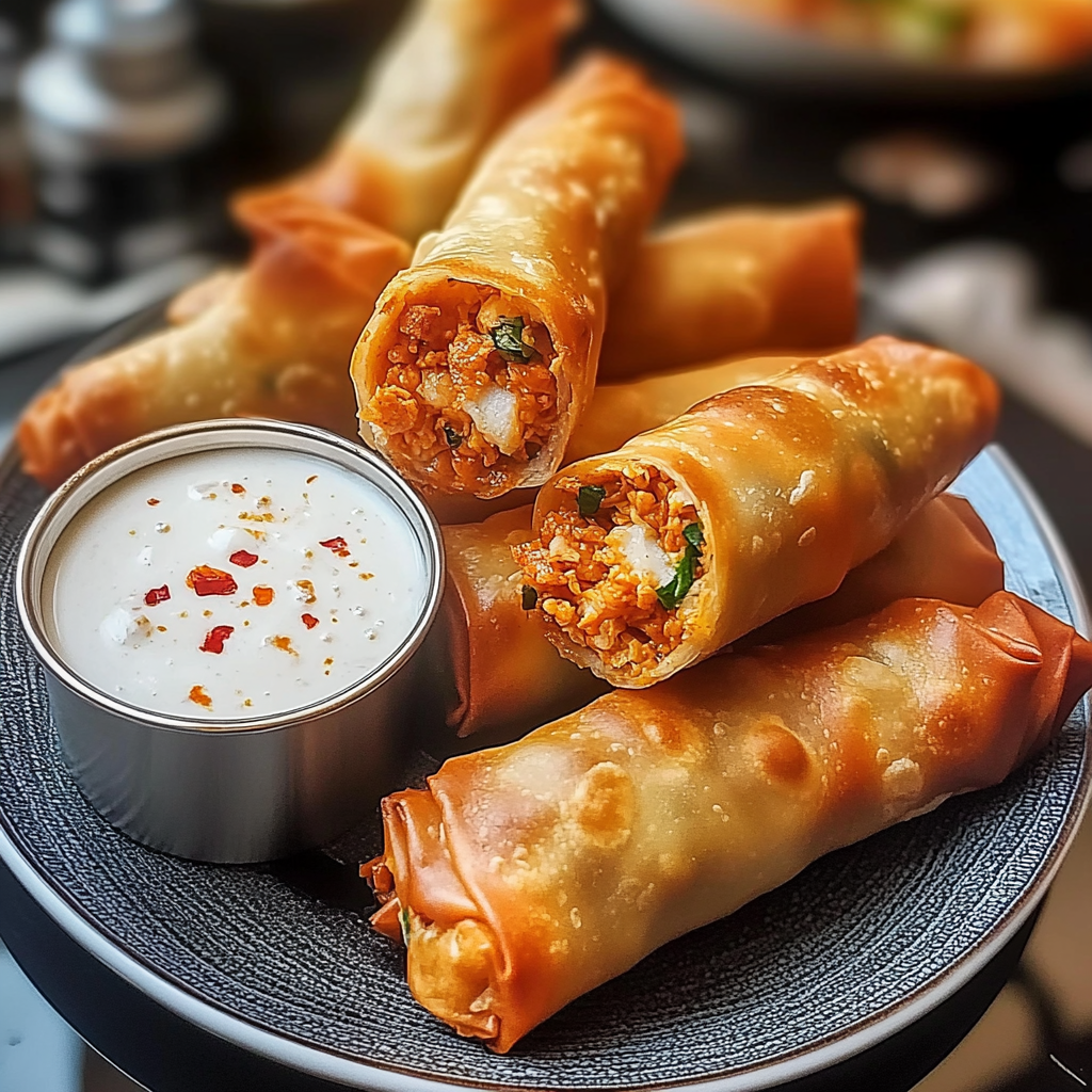 Recipe preparation for Buffalo Chicken Egg Rolls