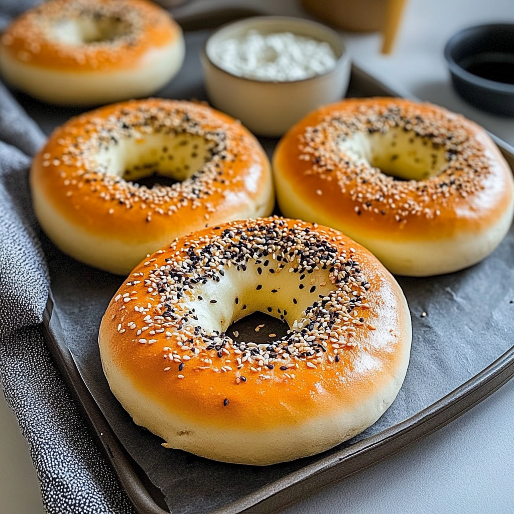 Recipe preparation for Homemade Cottage Cheese Bagels