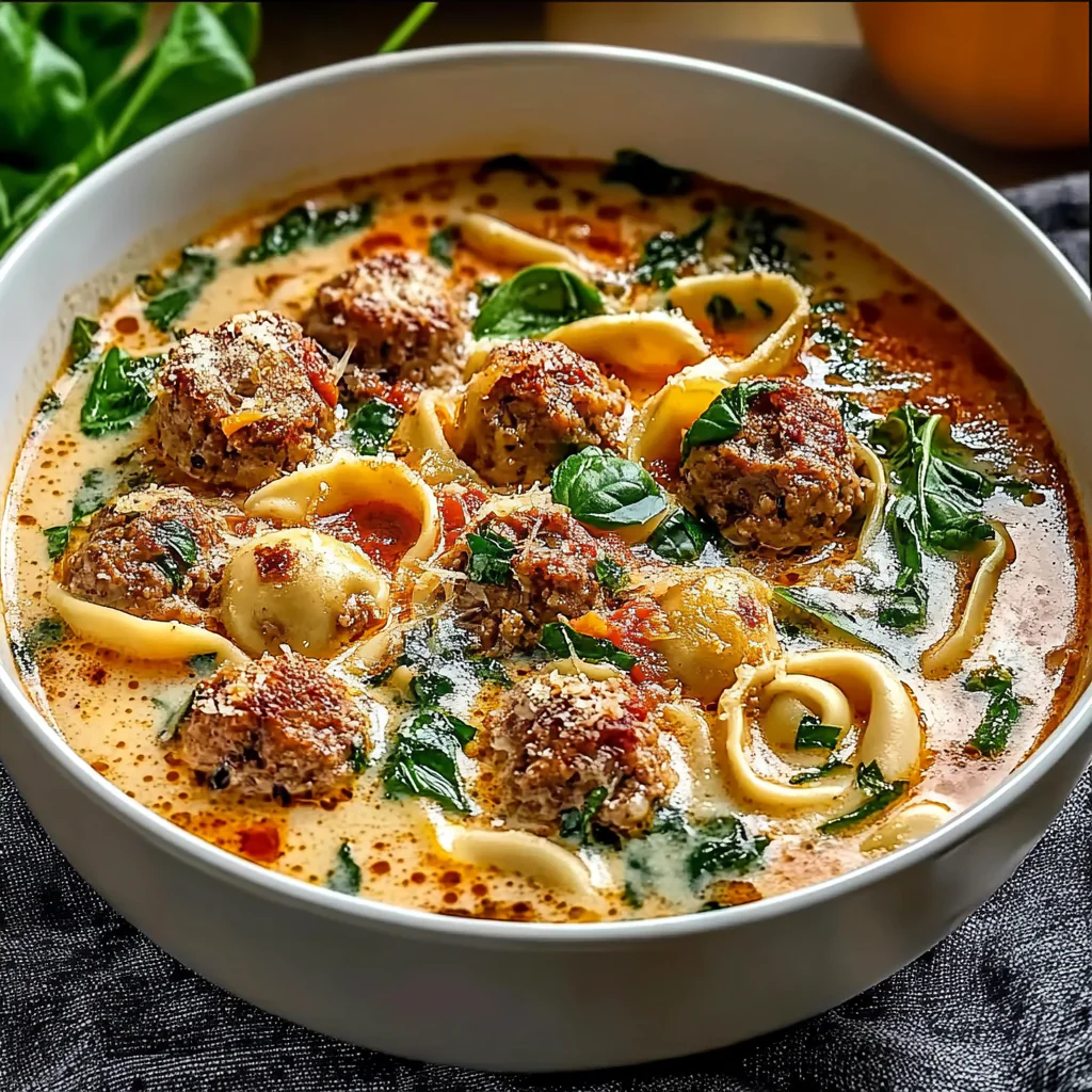 Recipe preparation for Meatball Tortellini Soup