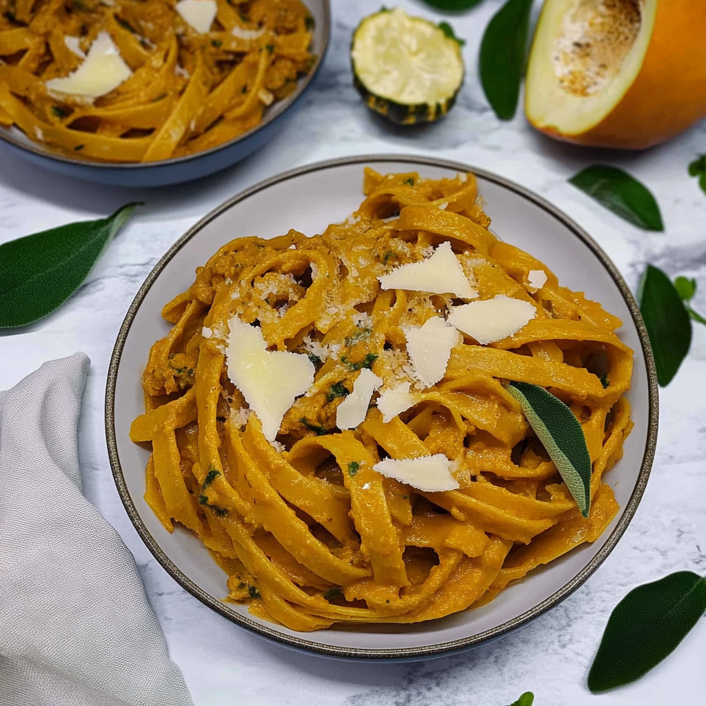 Recipe preparation for Homemade Pumpkin Pasta with Cheesy Pumpkin Sauce
