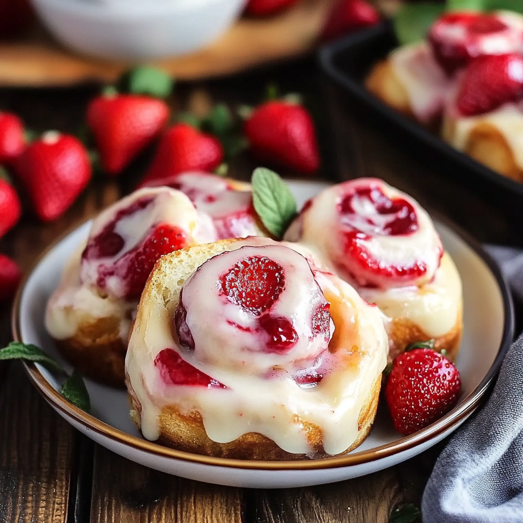 Recipe preparation for Strawberry Cheesecake Cinnabon Rolls