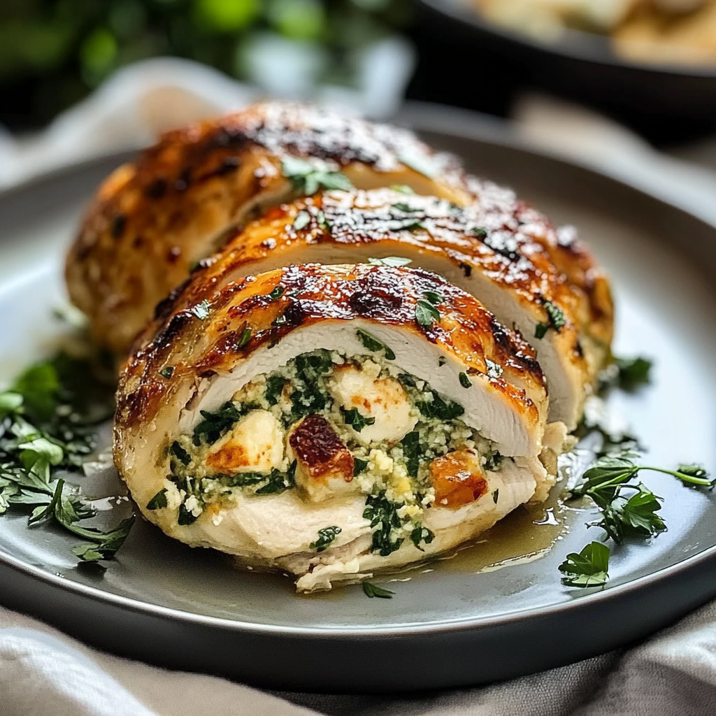 Recipe preparation for Juicy Stuffed Chicken