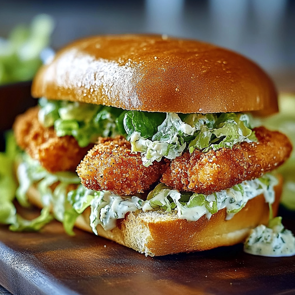 Recipe preparation for Crispy Chicken Caesar Sandwich