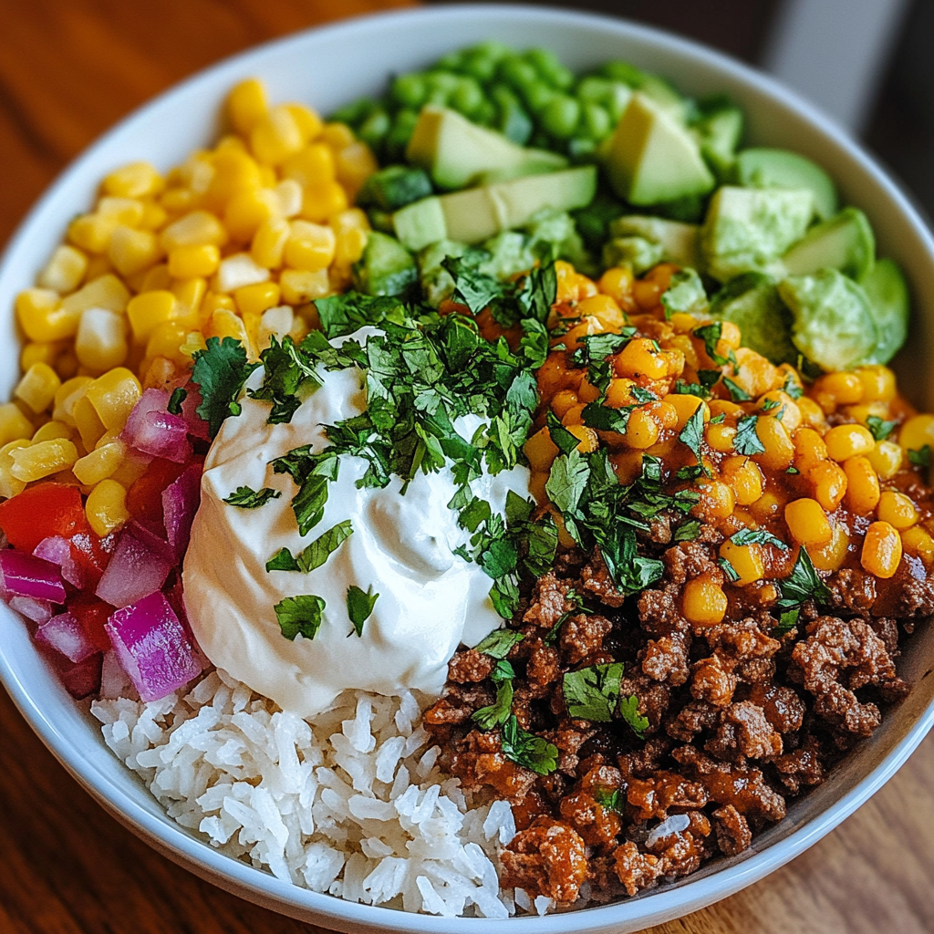 Recipe preparation for Taco Rice Bowl