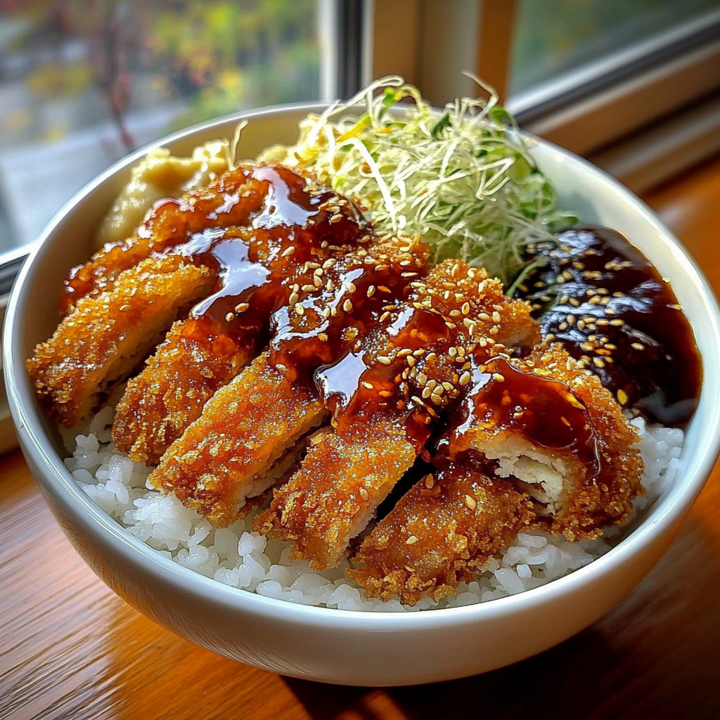 Recipe preparation for Japanese Katsu Bowls with Tonkatsu Sauce