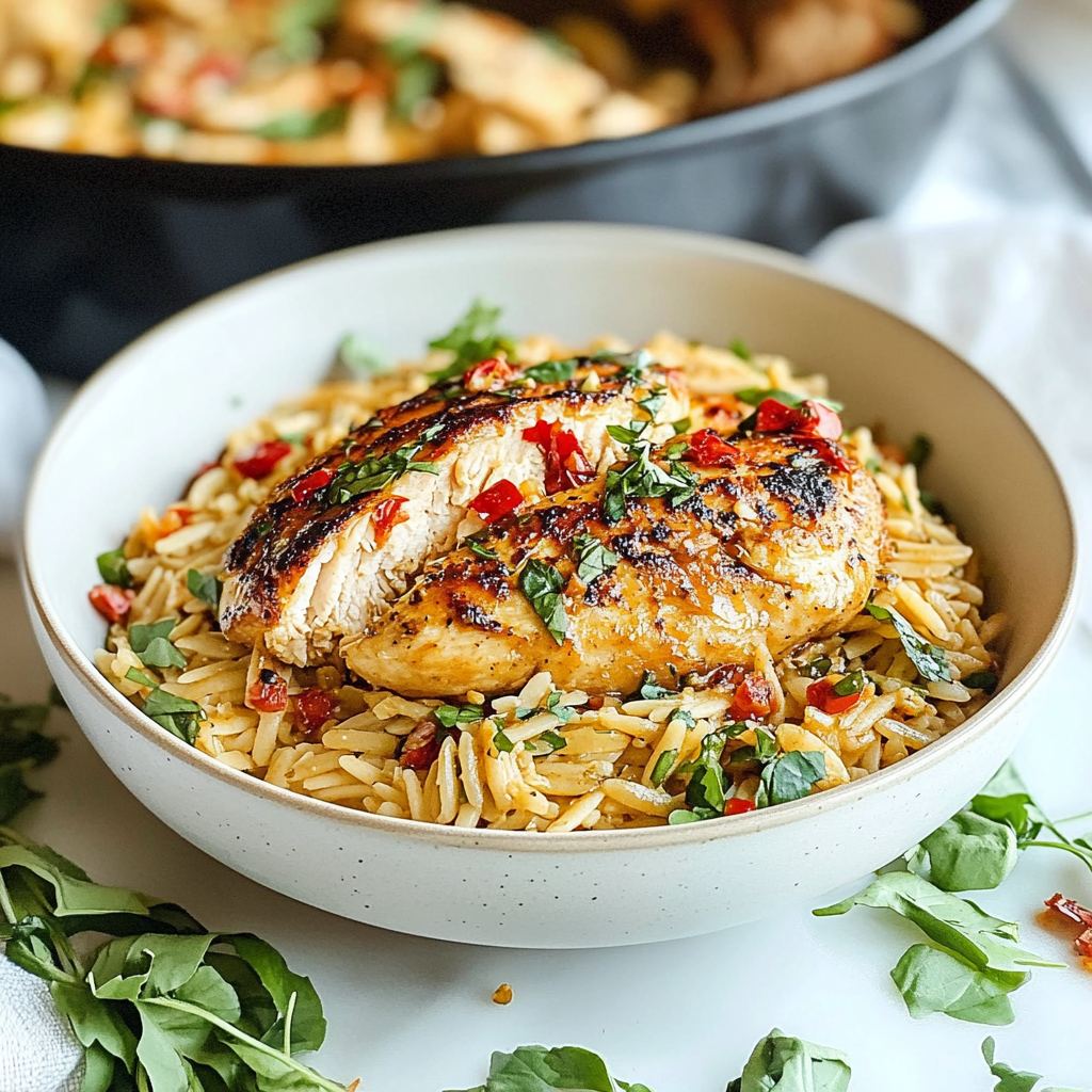 Recipe preparation for Marry Me Chicken with Orzo