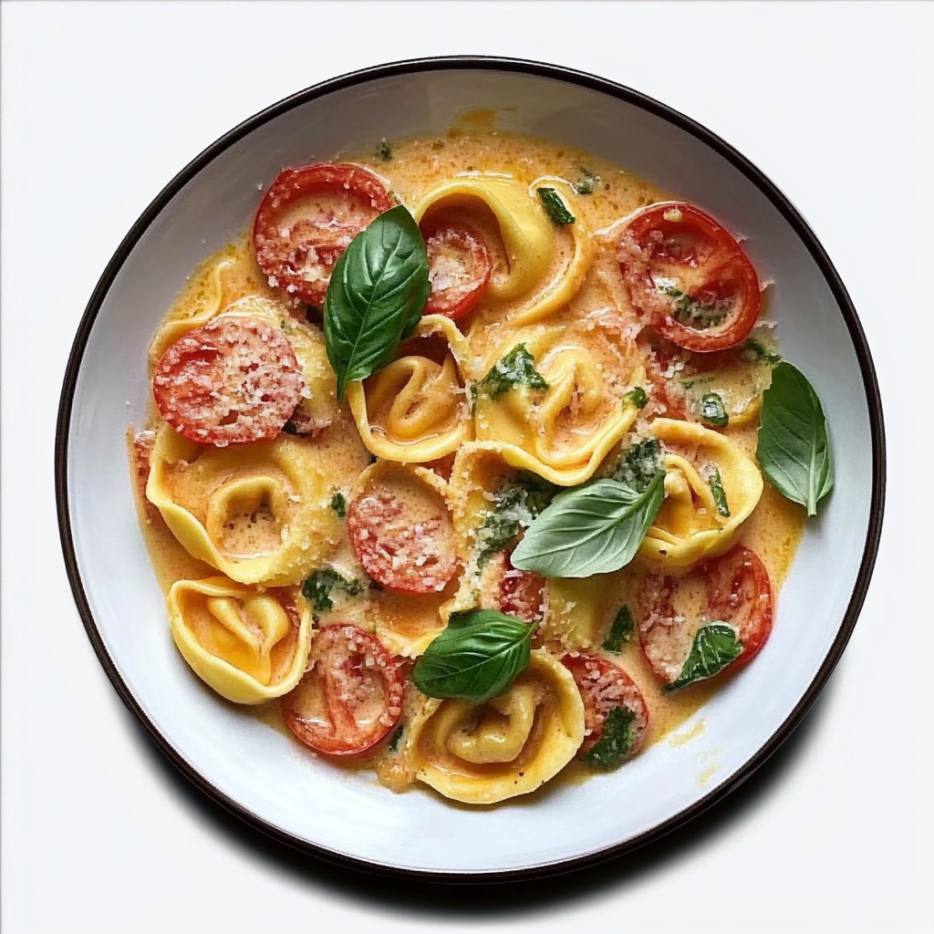 Recipe preparation for Creamy Tortellini with Tomatoes