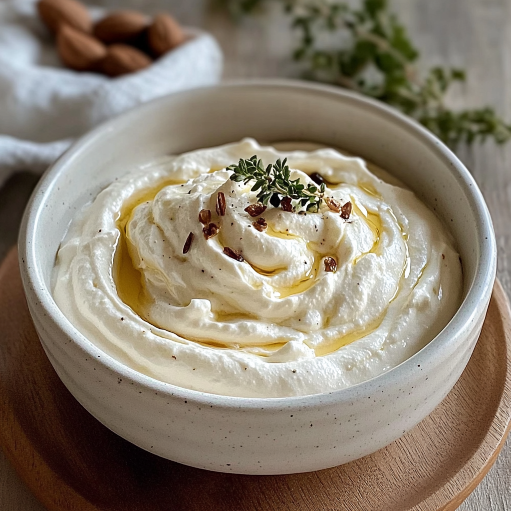 Recipe preparation for Creamy Whipped Goat Cheese