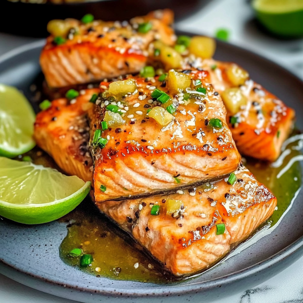 Recipe preparation for Bourbon Peach Roasted Salmon: A Sweet and Savory Masterpiece