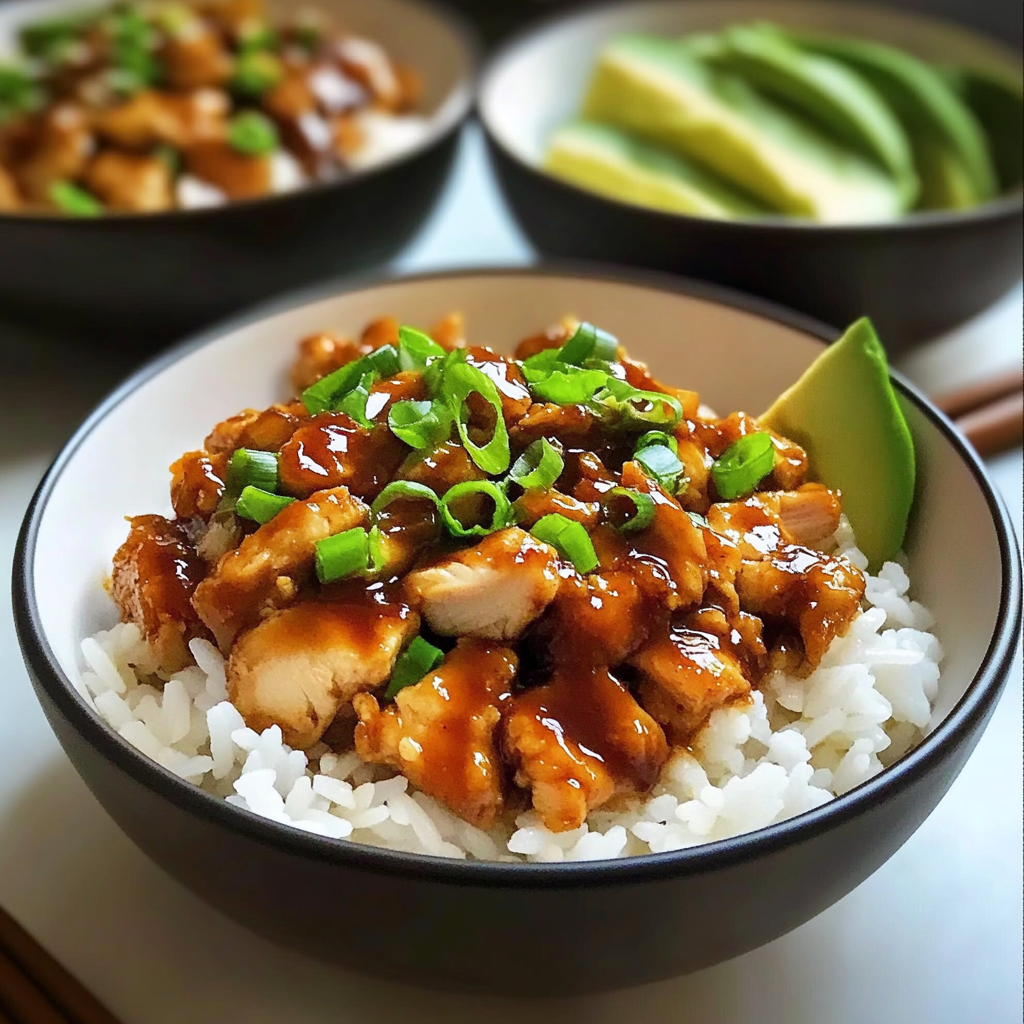 Recipe preparation for Sticky Chicken Rice Bowls