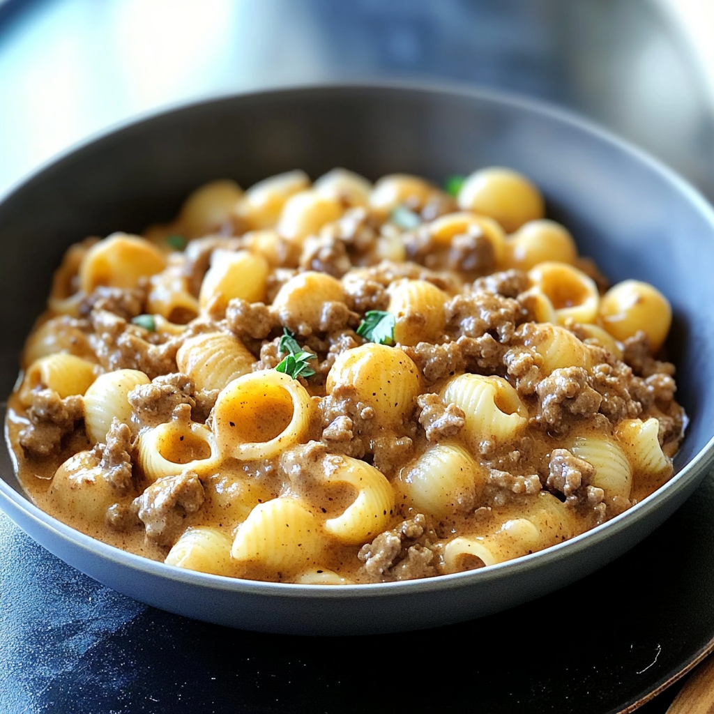 Recipe preparation for Creamy Beef and Shells: A Comfort Food Classic