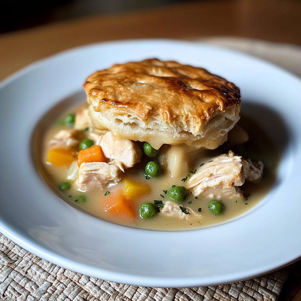 Recipe preparation for Homemade Chicken Pot Pie with Biscuits