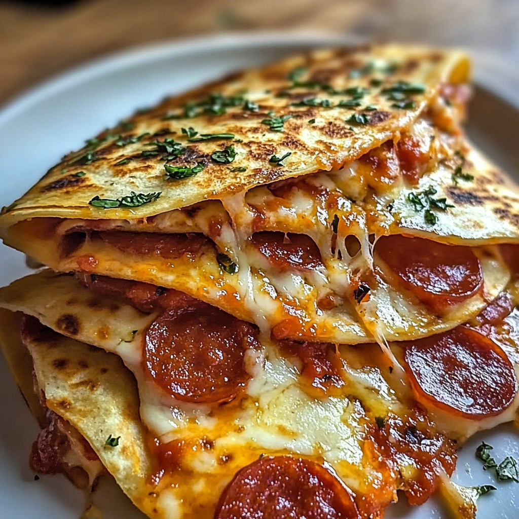 Recipe preparation for Pepperoni Pizza Quesadillas