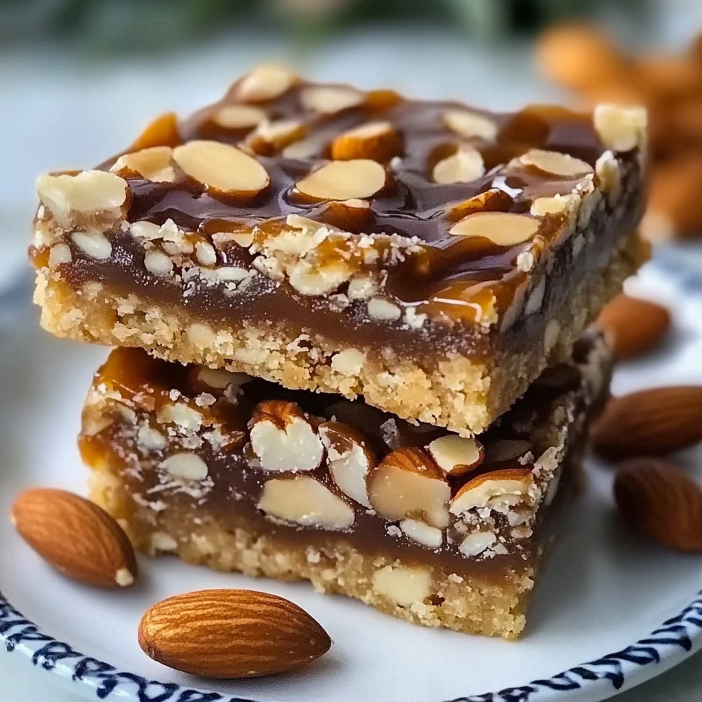 Recipe preparation for Salted Caramel Almond Bars