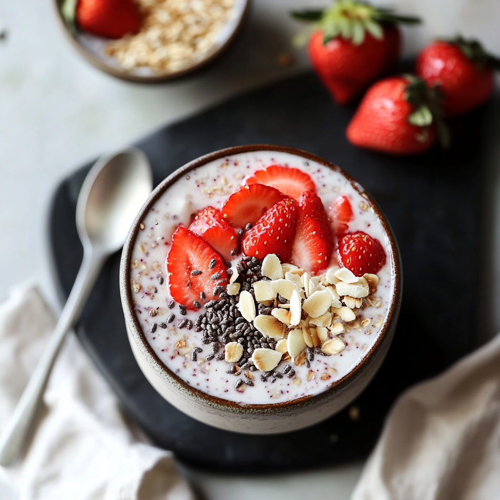 Recipe preparation for Strawberry Overnight Oats