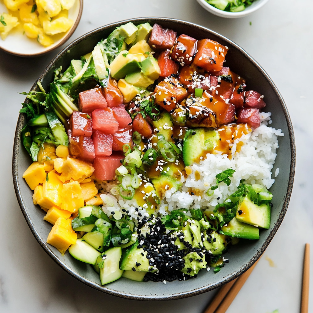 Recipe preparation for Poke Bowl