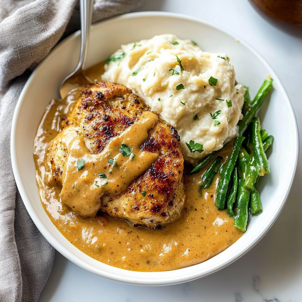 Recipe preparation for Creamy Garlic Chicken