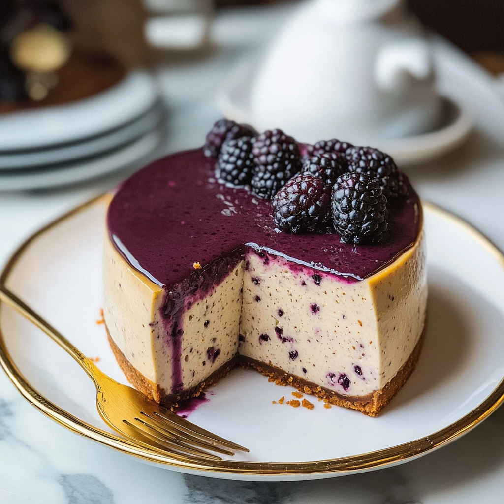 Recipe preparation for Mulberry & Earl Grey Cheesecake (Baked)