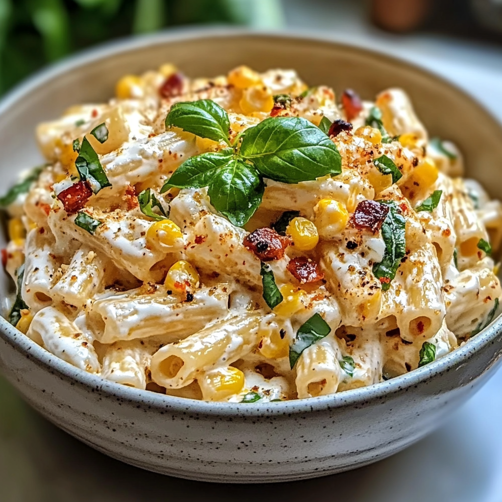 Recipe preparation for Creamy Street Corn Pasta Salad