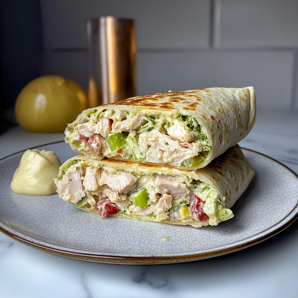 Recipe preparation for Chopped Chicken Caesar Salad Wrap