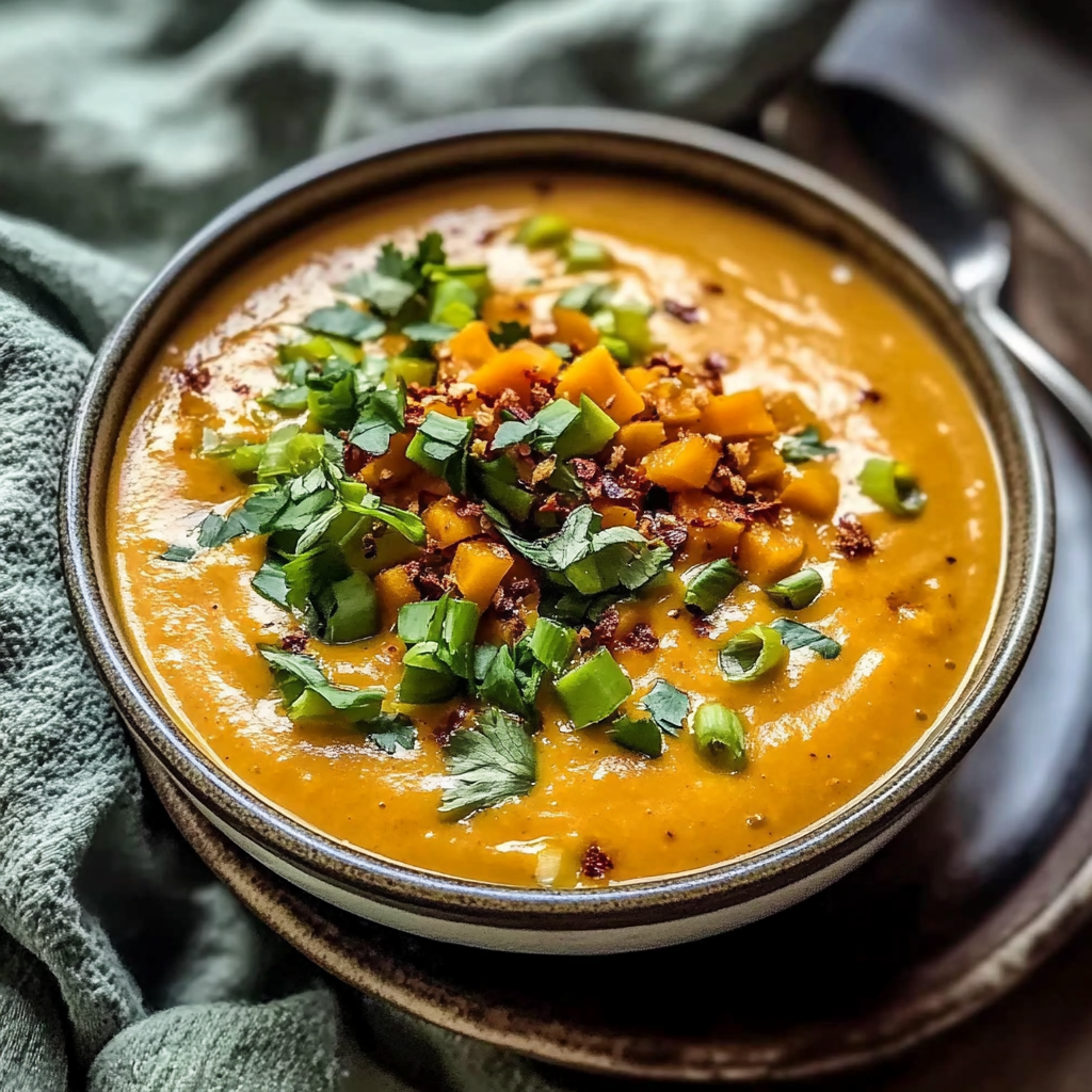 Recipe preparation for Baked Chipotle Cheddar Sweet Potato Chowder