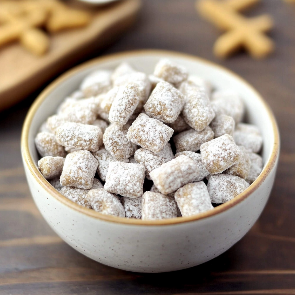 Recipe preparation for Snickerdoodle Muddy Buddies (Puppy Chow)