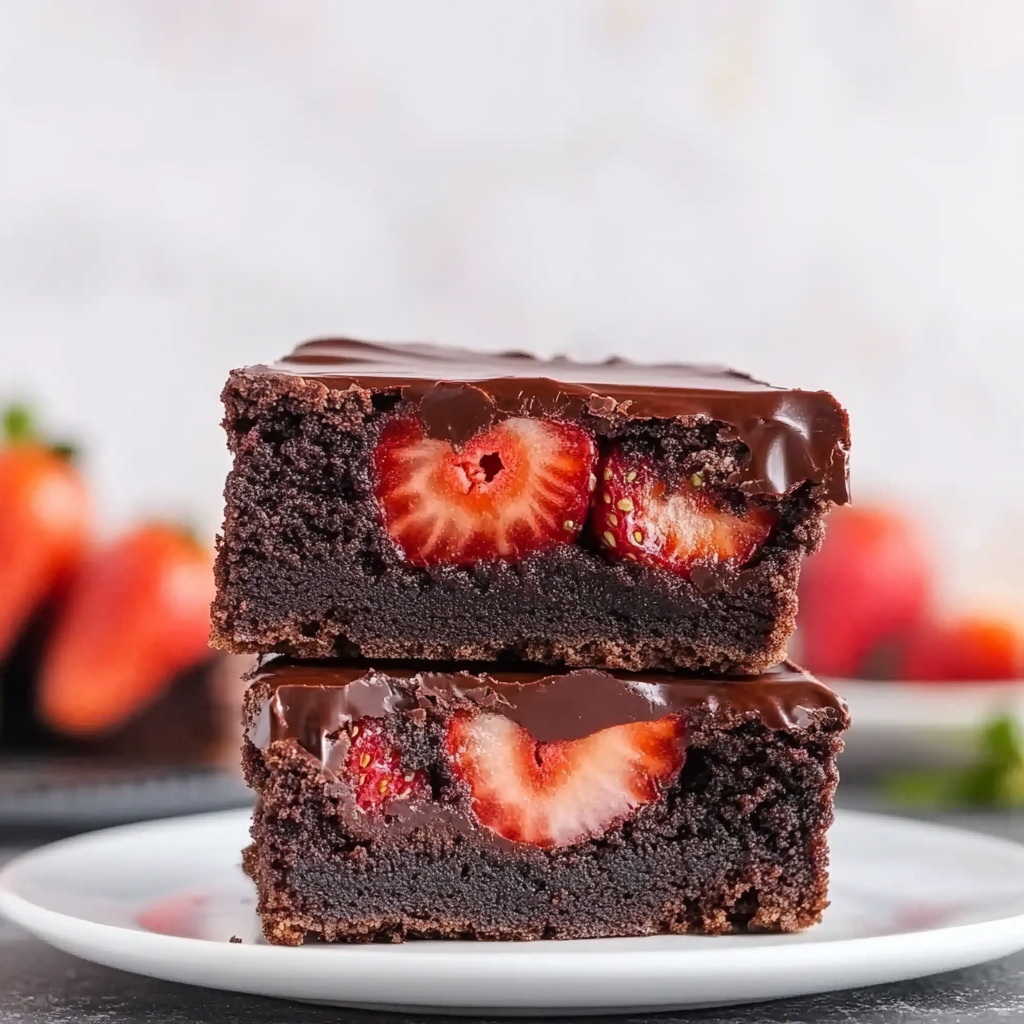 Recipe preparation for Chocolate Covered Strawberry Brownies