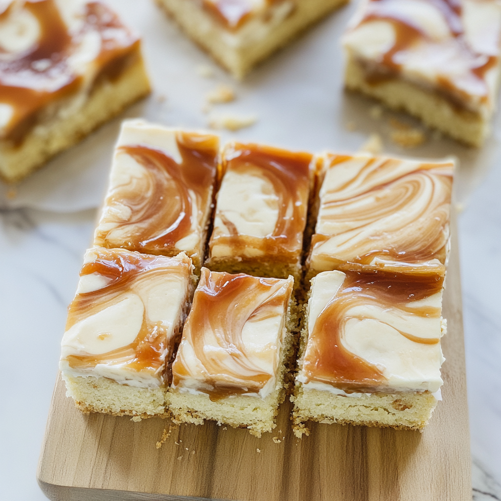 Recipe preparation for Caramel Swirl Banana Cream Squares