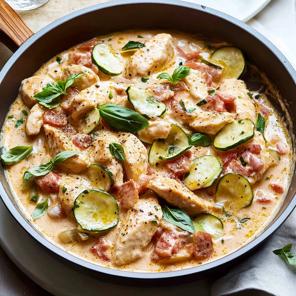 Recipe preparation for 20-Minute Chicken Alfredo Skillet