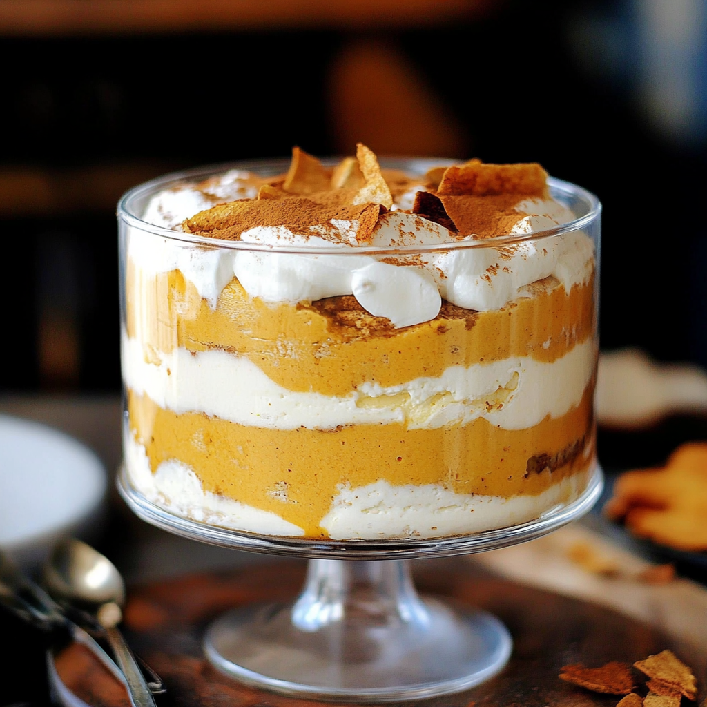 Recipe preparation for Pumpkin Cream Pie Trifle