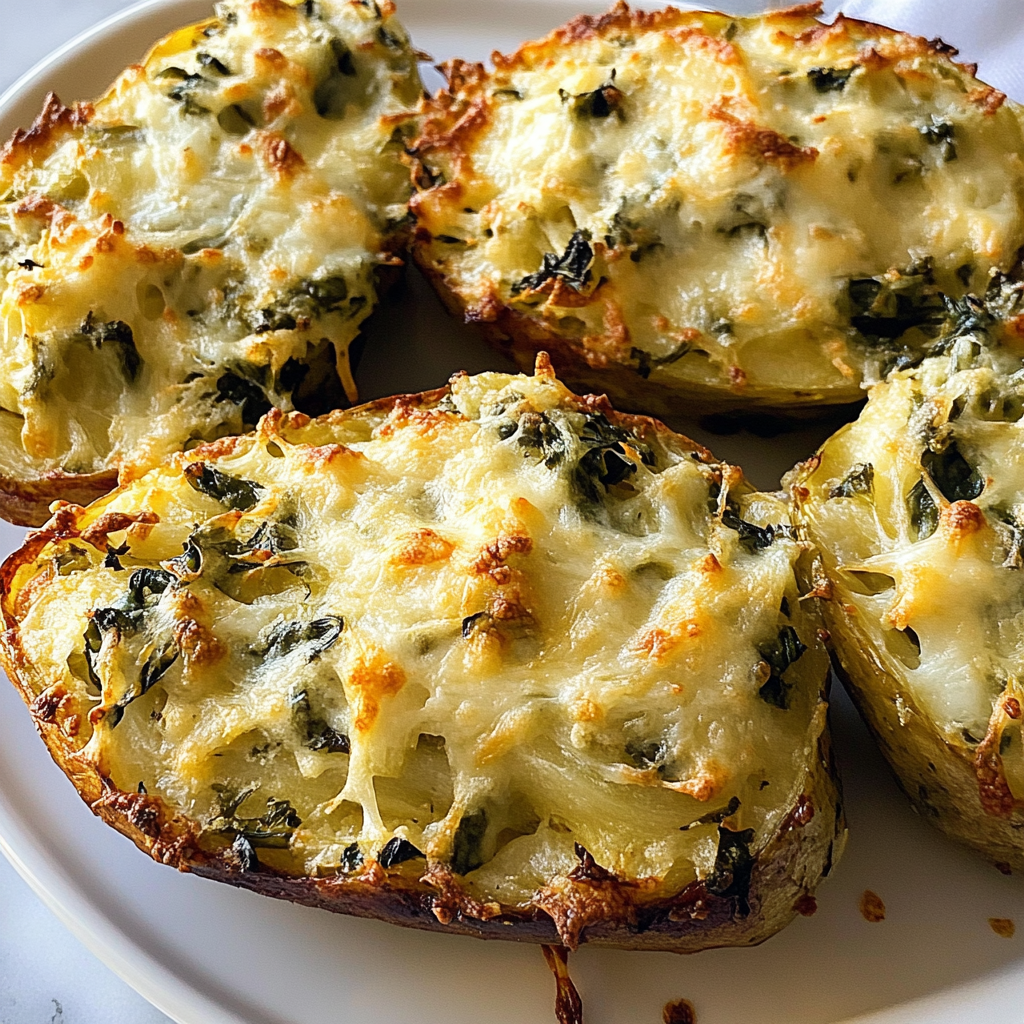 Recipe preparation for Cheesy Spinach & Artichoke Potato Bake