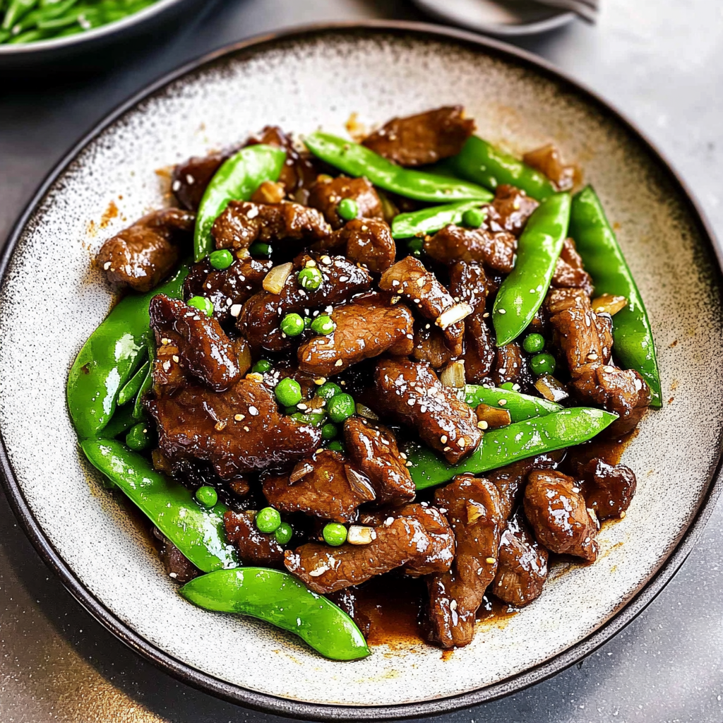 Recipe preparation for Quick Honey Garlic Beef & Snow Peas