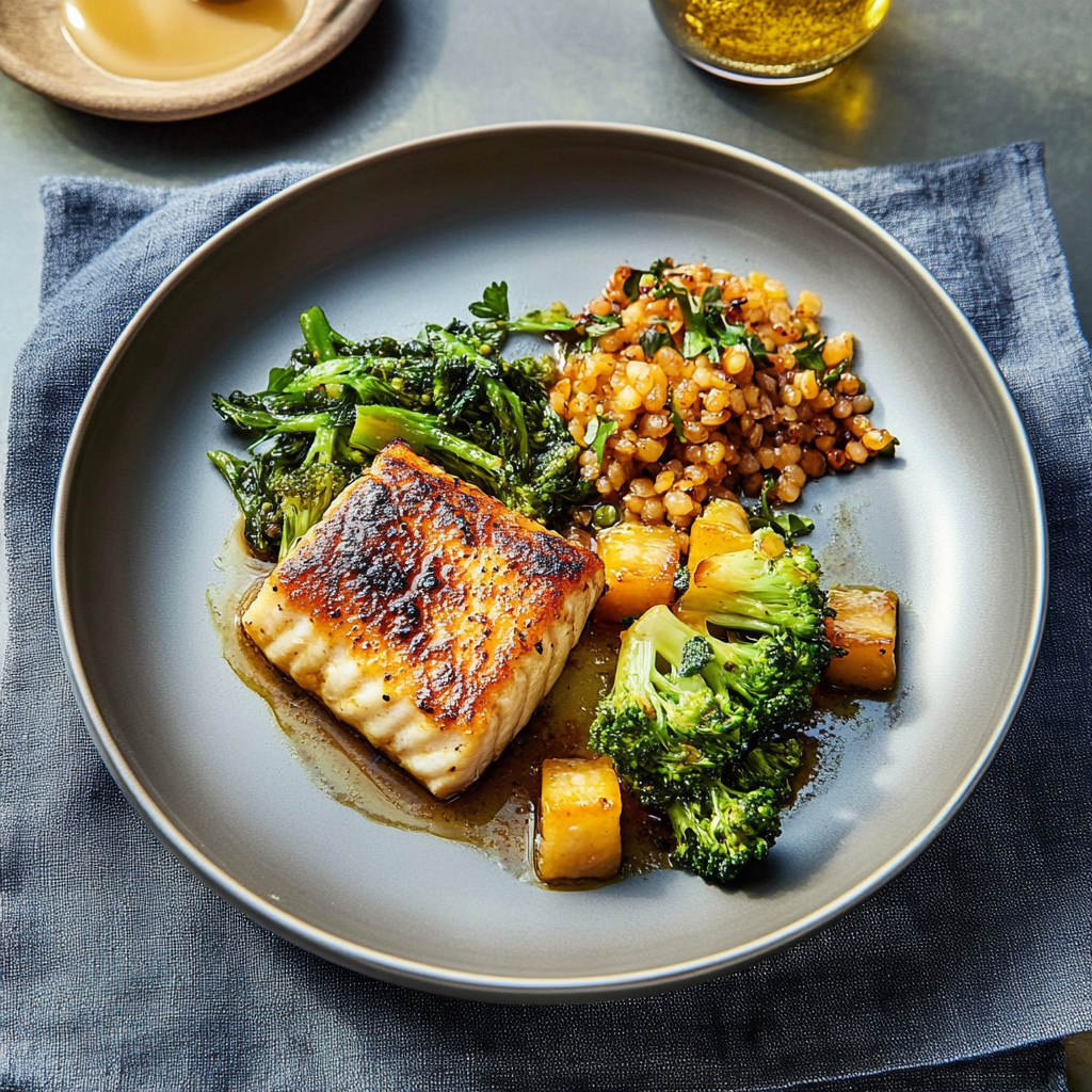Recipe preparation for Miso-glazed cod with broccolini