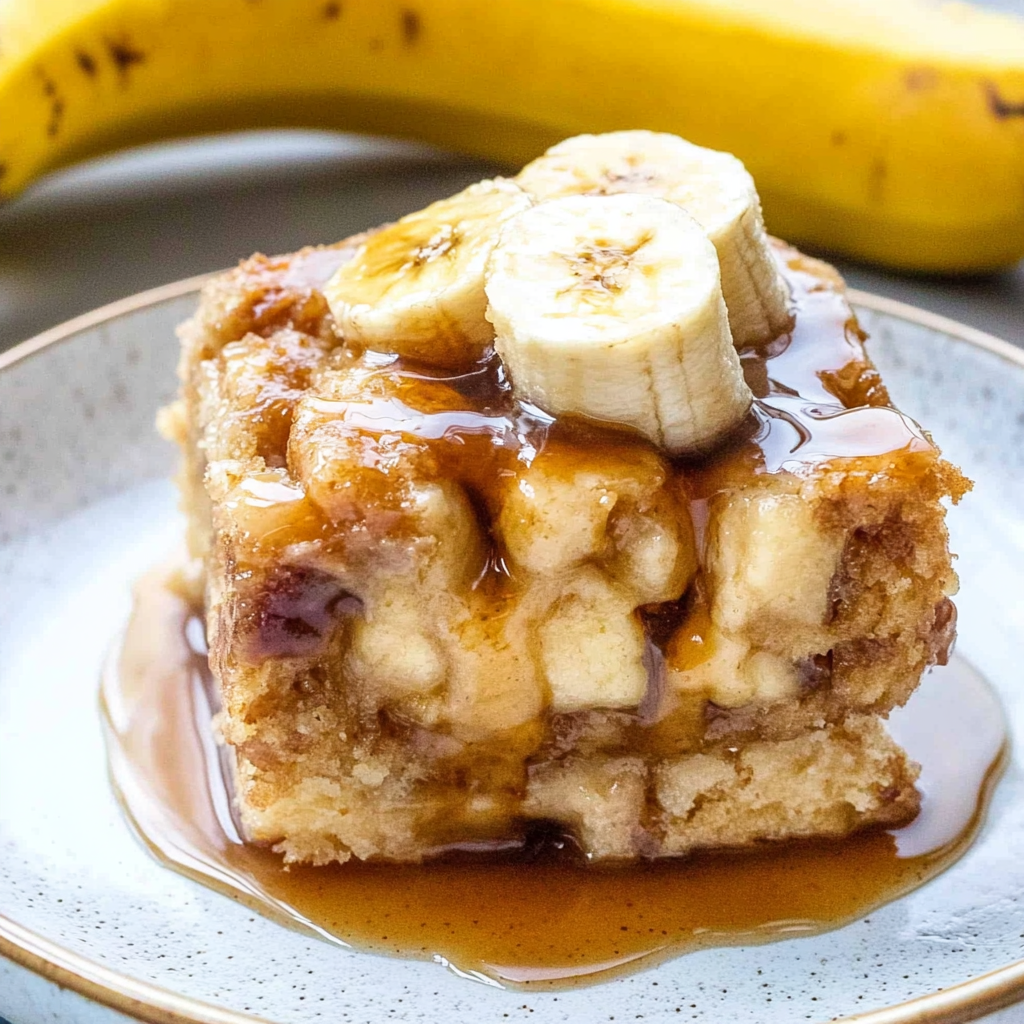 Recipe preparation for Caramelized Banana Bread Pudding Squares