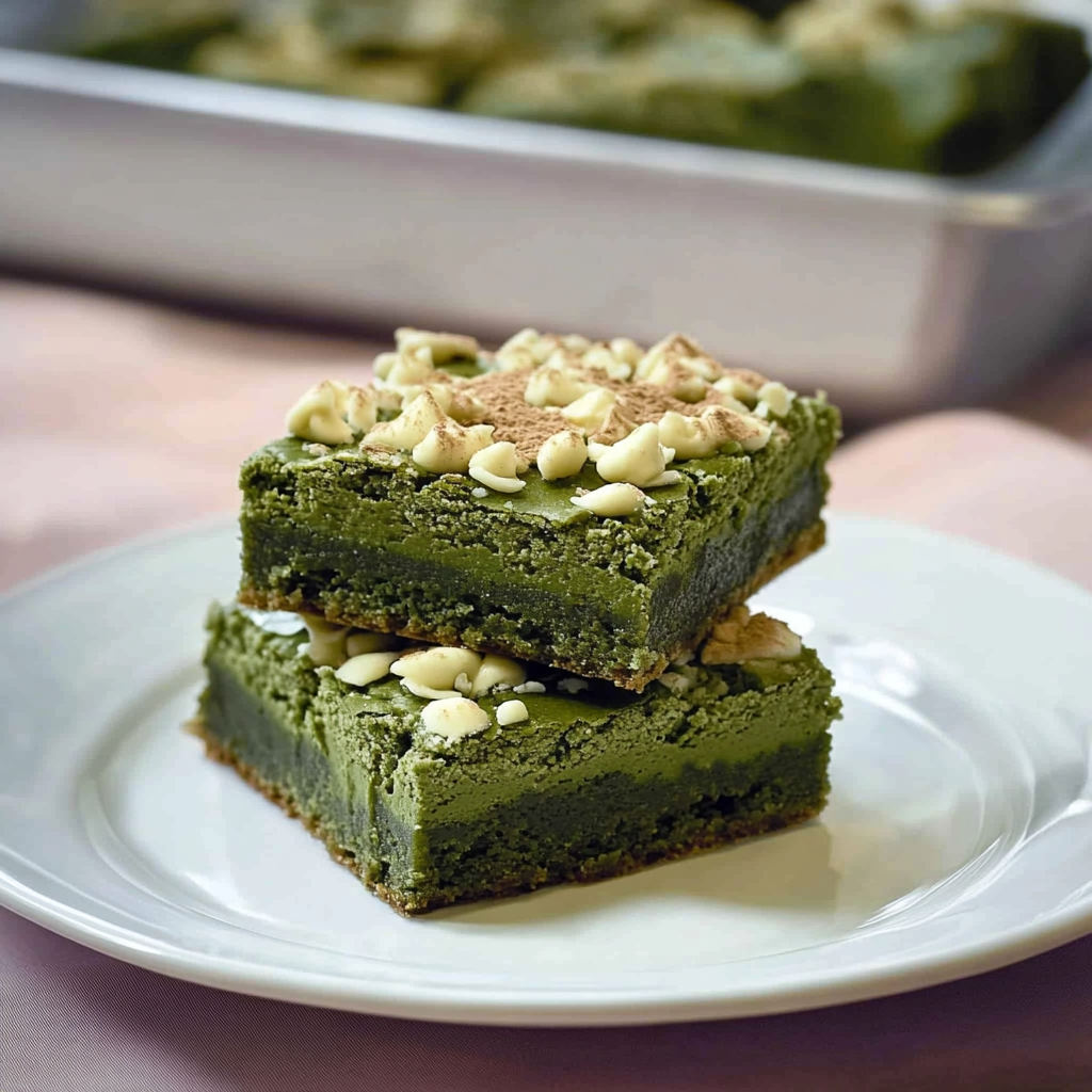Recipe preparation for Matcha-white chocolate blondie