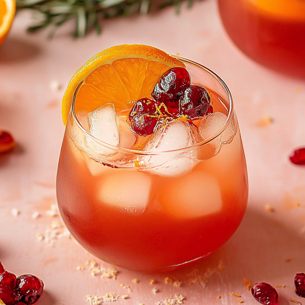 Recipe preparation for Cranberry-orange gin fizz float