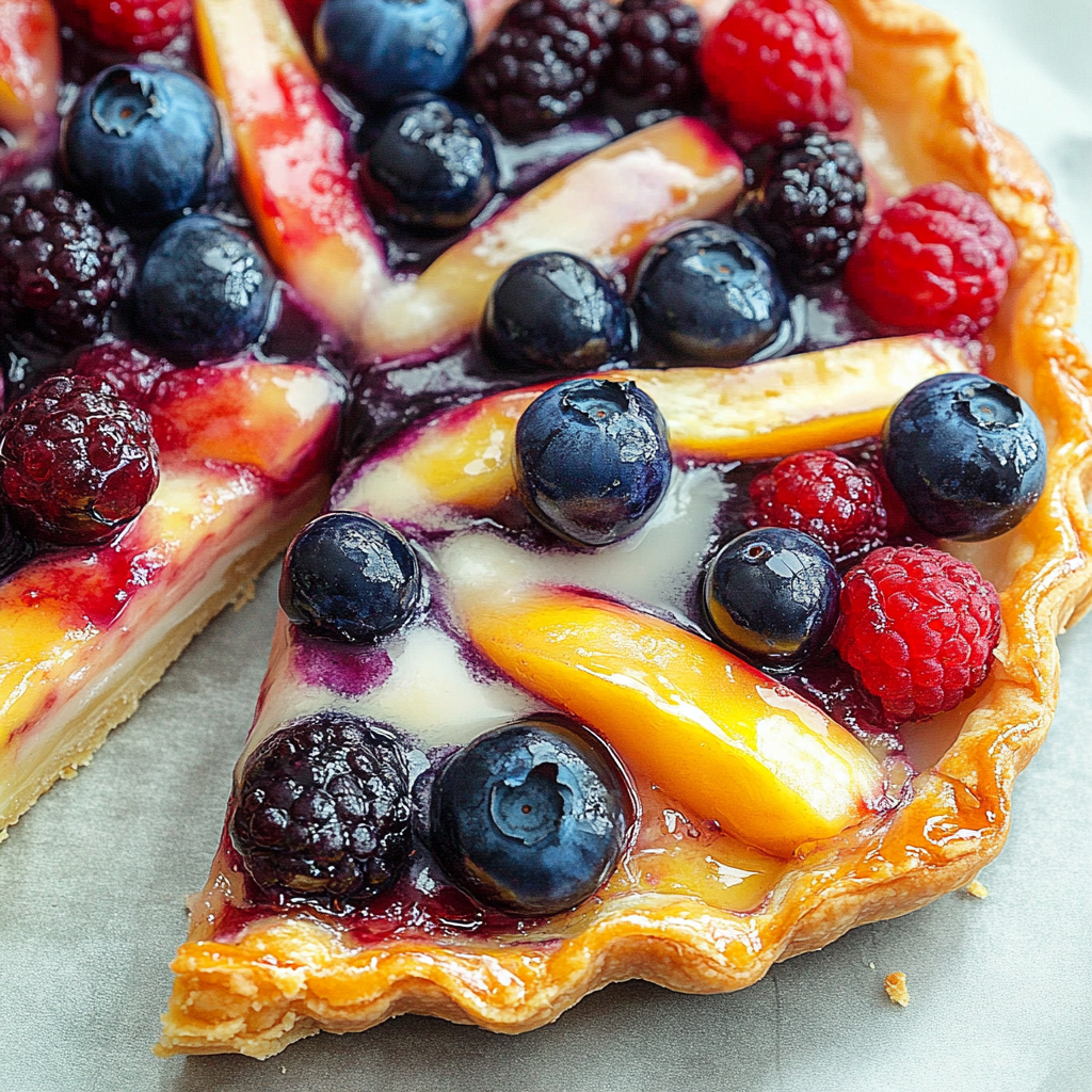 Recipe preparation for Puff Pastry Berry Tart with Vanilla Glaze